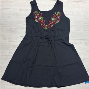 Cupshe Floral Embroidery Sleeveless Notched Neck Mini Dress nwt